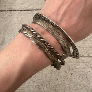 Vintage Lot Of 5 Sterling Silver Bracelet Stack